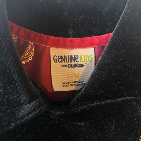 Velvet like black jacket, gold accents - 12 months - Picture 4 of 4